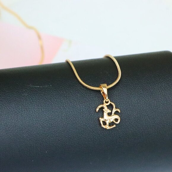 "Capricorn Zodiac Rose Gold Pendant Elegant Charm, XPPT1471 - Picture 6 of 13